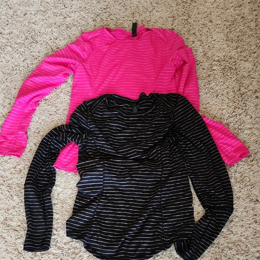 90 Degree By Reflex Striped Tops One Pink and One Black in Medium